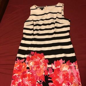 Black and white dress with floral accents